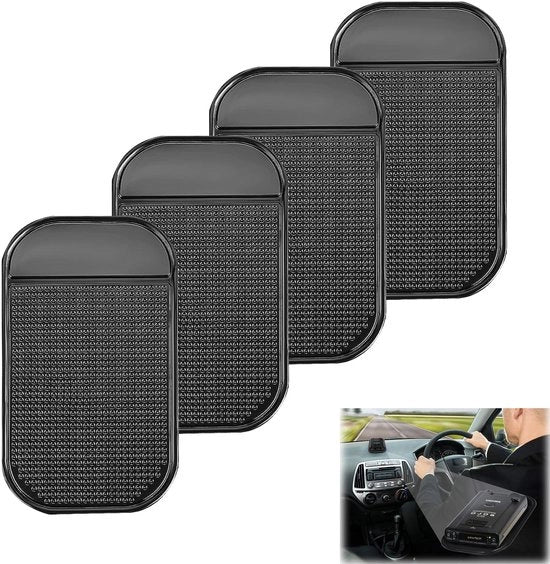 Pacco di 4 tappeti antiscivolo per portelliere di auto, tappeti antiscivolo autoadesivi, tappeti antiscivolo per smartphone, occhiali da sole e chiavi (14 x 8 cm)