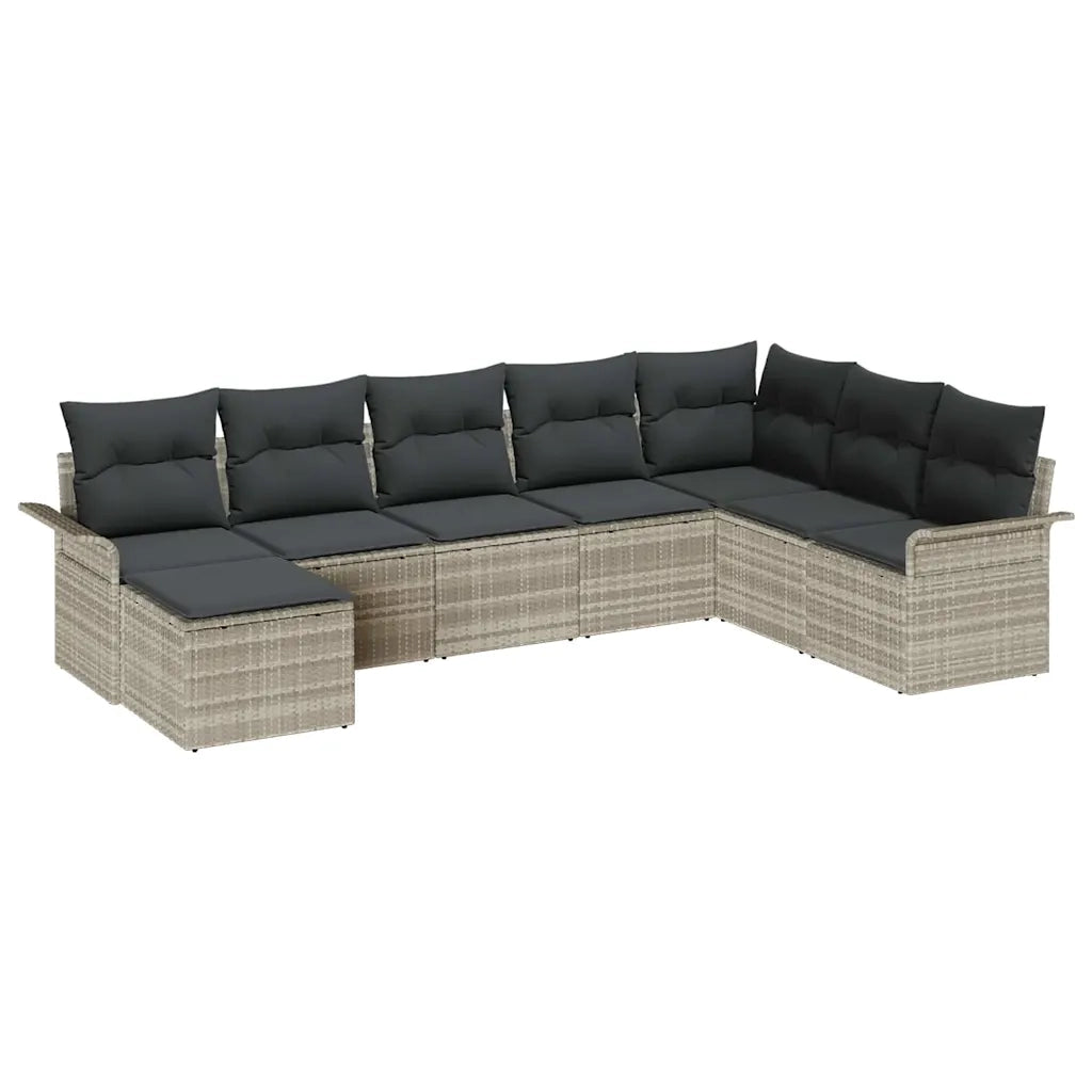 Set Divano da Giardino 8 pcs Grigio chiaro Poly Rattan 3354151