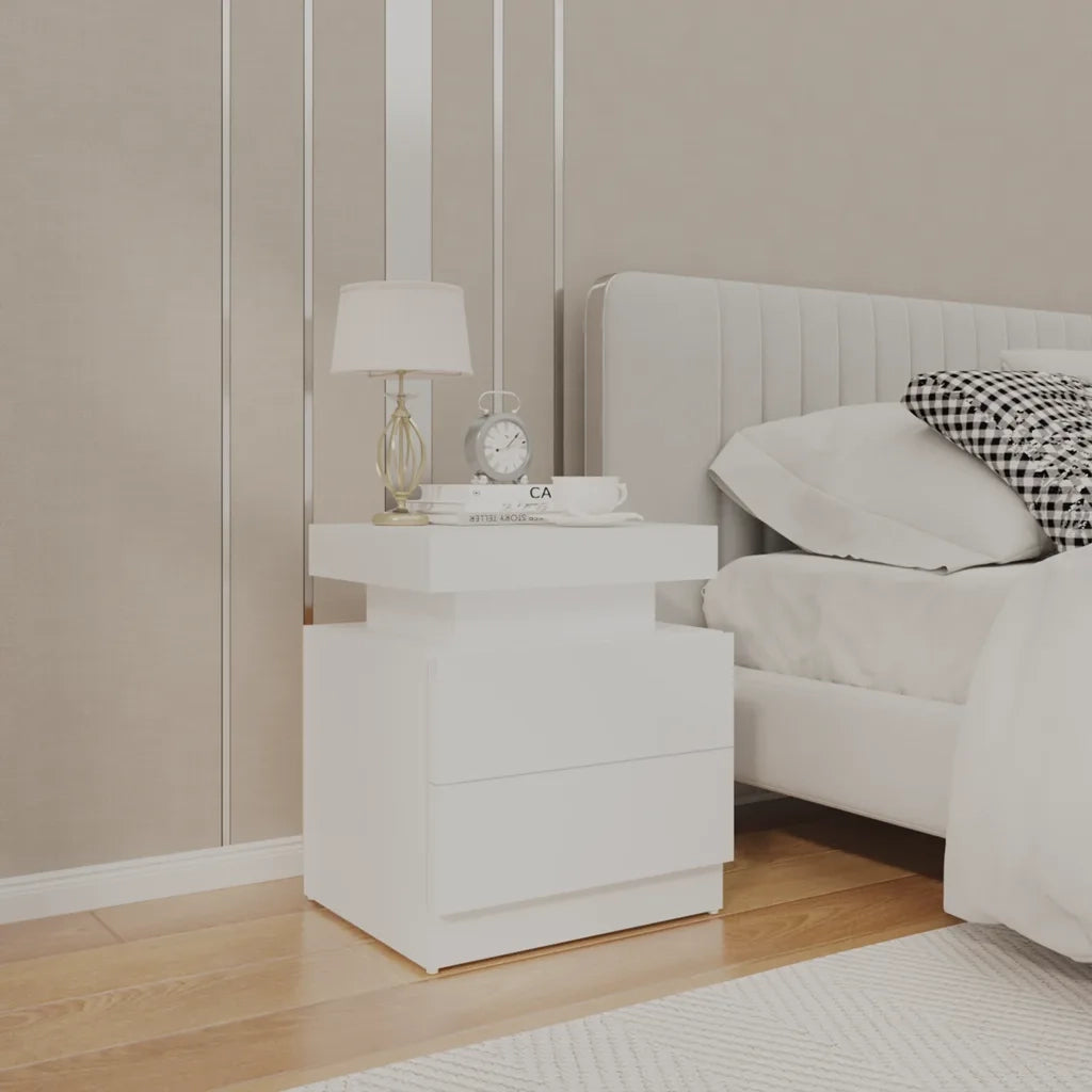 Comodino Bianco 45x35x52 cm in Legno Multistrato 326849