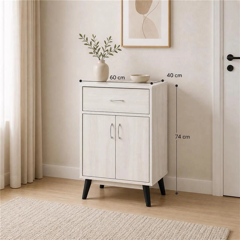 MOBILE IN MDF BIANCO CON 2 ANTE E CASSETTO MISURE: 60X40X74CM