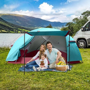 Tenda da campeggio per 2-3 persone, palo da tenda leggero in alluminio impermeabile, tenda a cupola a doppia pelle con veranda e palo di sostegno, adatta per viaggi, spiaggia, escursioni, esterno (blu)