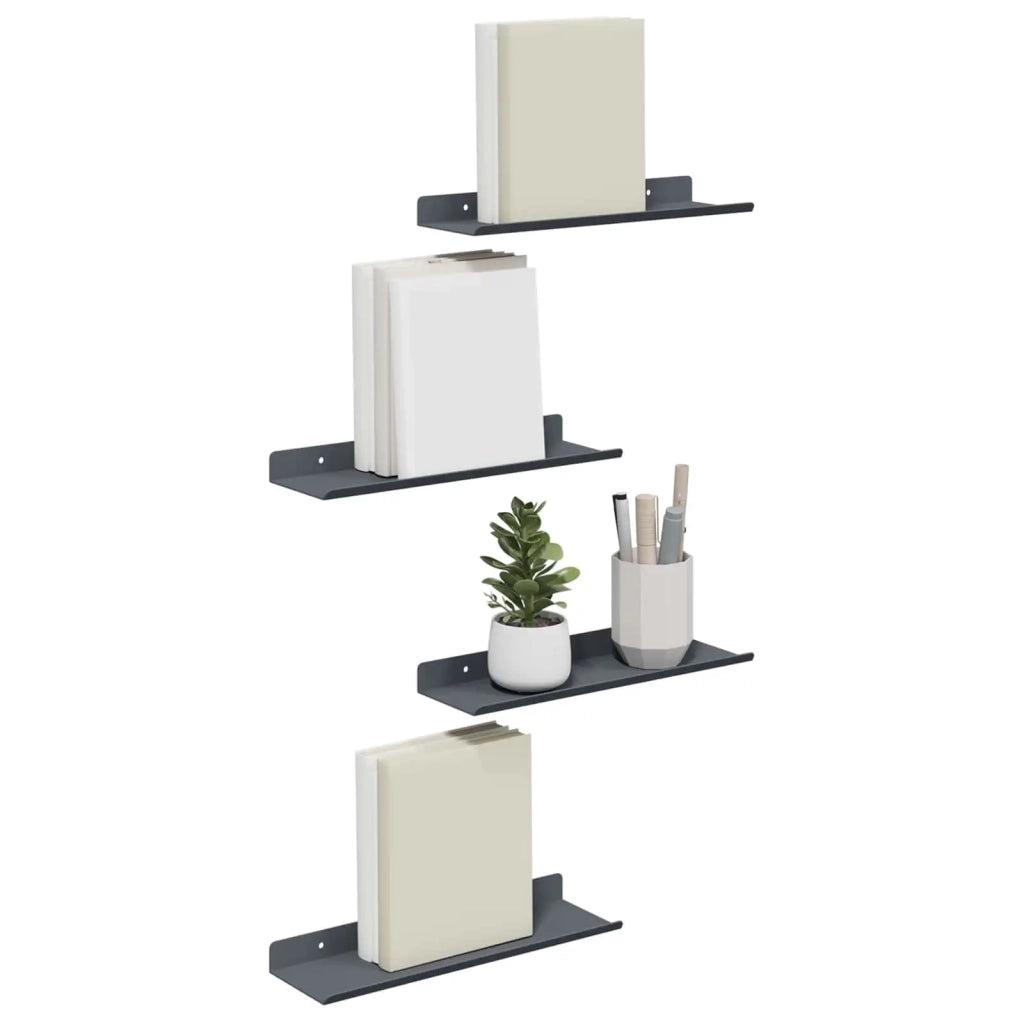 Mensola sospesa 4 pcs Antracite 30 x 9 x 2,5 cm Acciaio 8003941
