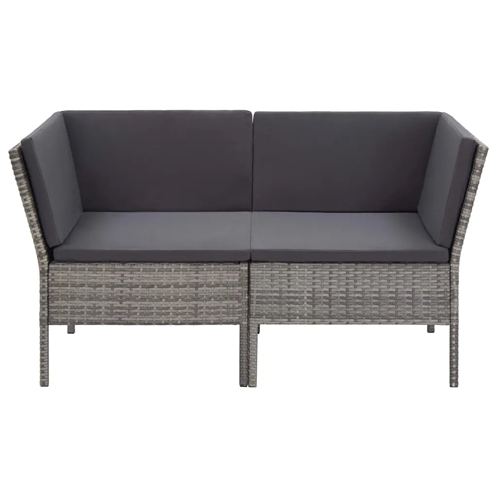 Set Divani da Giardino 6 pz con Cuscini in Polyrattan Grigio 48942
