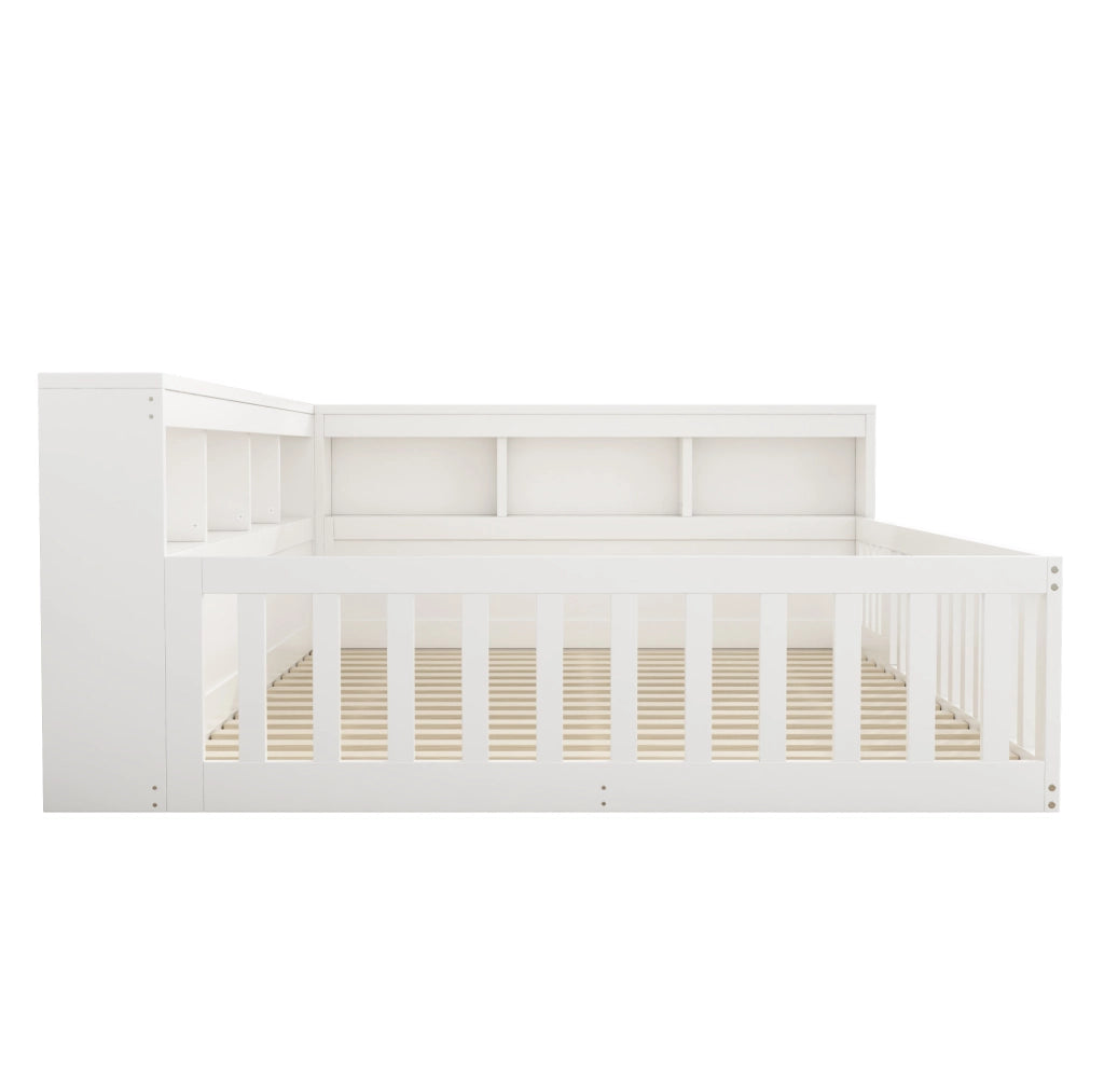 Daybed 140x190 cm con prese e USB; vano laterale; in truciolato e MDF bianco