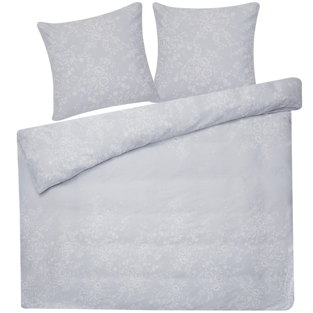 Set di biancheria da letto 200 x 240 cm in cotone motivo floreale grigio e bianco