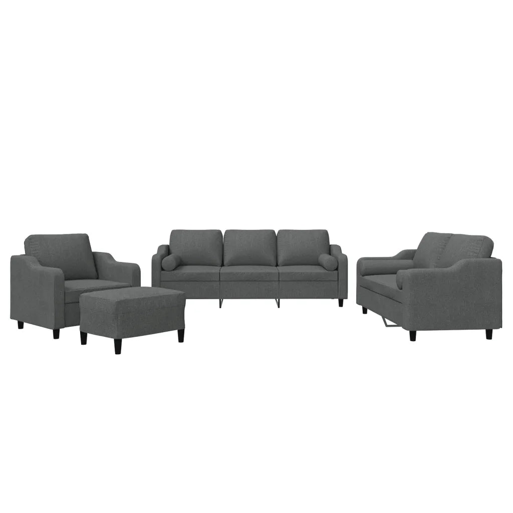 vidaXL Set di Divani 4 pz con Cuscini Grigio Scuro in Tessuto
