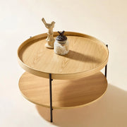 Tavolino moderno a due livelli - Xylo - 69*69*38 - Legno e ferro