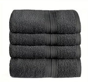Set di Asciugamani da Bagno e Maniglie (4 pezzi) – 100% Cotone – Molto Assorbente e Soffice – 30x50 cm, 50x100 cm e 70x140 cm – Grigio Scuro