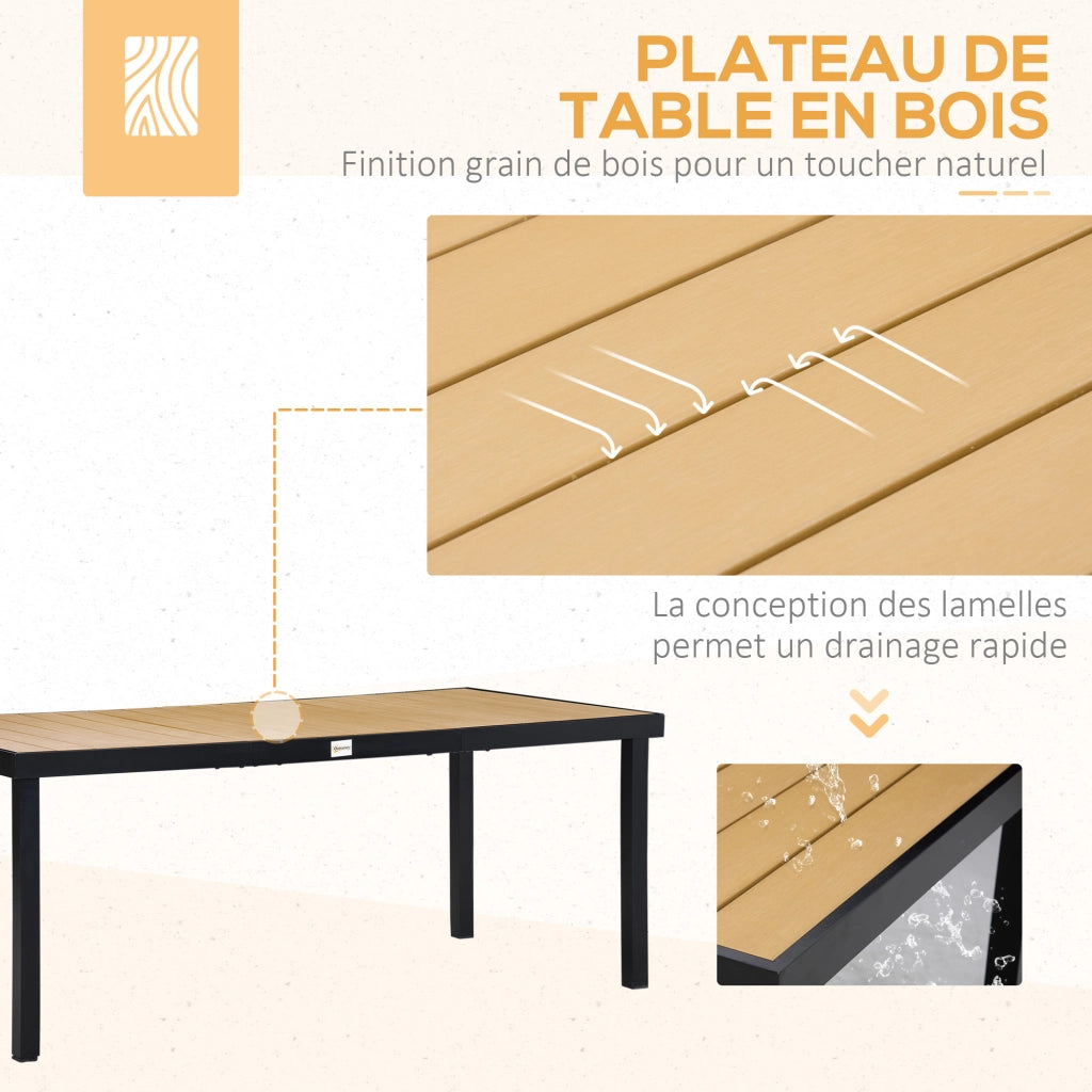 Set pranzo giardino 6 persone ¨C Xylo ¨C tavolo allungabile 190cm, 6 sedie pieghevoli, nero