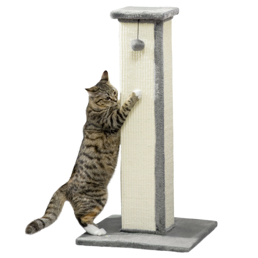 Tiragraffi per gatti con palla e base stabile ¨C zephmum ¨C 41x41x81 cm grigio e crema