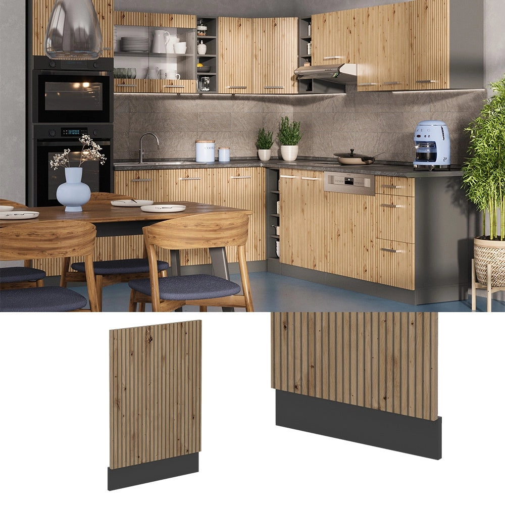 Pannello frontale R-Line Rovere artigianale/Antracite 45 cm senza piano di lavoro Vicco