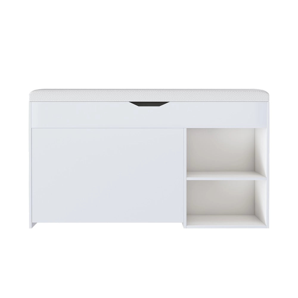 Panca Scarpiera con Vano Contenitore ¨C Xylo ¨C Bianco, 100x30x52 cm