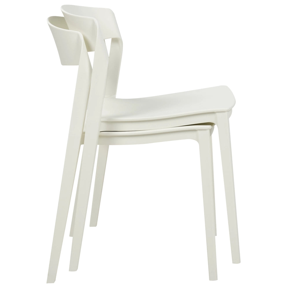 Set di 2 sedie da pranzo bianche impilabili con gambe senza braccioli Sedie da conferenza in plastica Design moderno contemporaneo Sedute per la sala da pranzo