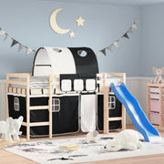 Tende per Letto a Soppalco con Tunnel Bianco e Nero Poliestere 835916