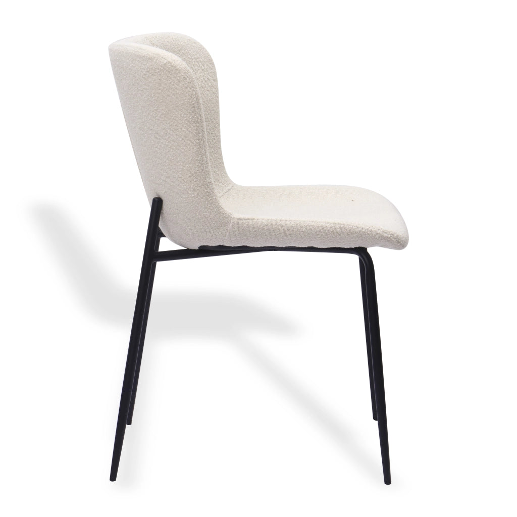 Sedia da Pranzo Set da 2 con Schienale Alto Arrotondato e Design Ergonomico, in Tessuto e Metallo, Bianco, 68 × 51 × 50 cm