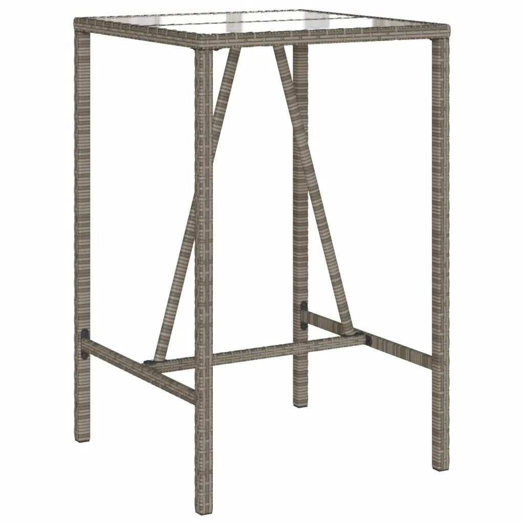 Tavolo da Bar da Esterno Grigio 70x70x110 cm in Polyrattan 368695