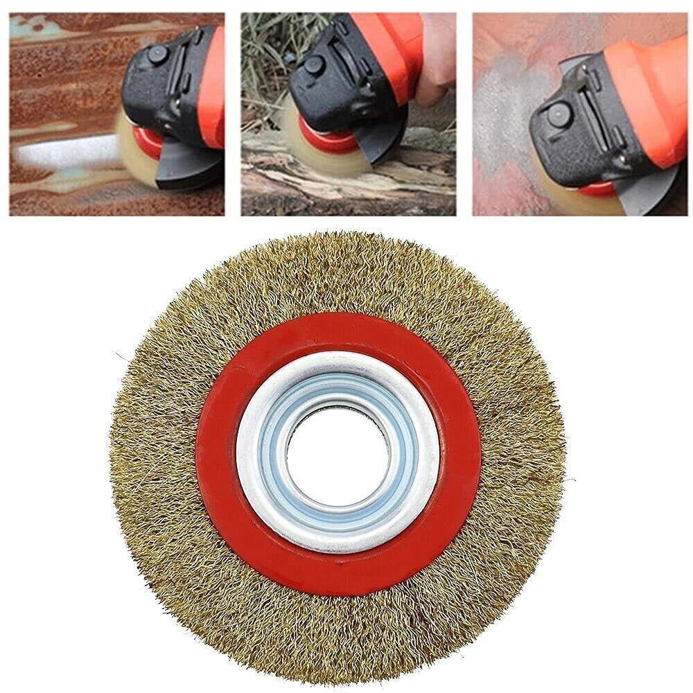 Trade Shop - Spazzola Diametro 150 Mm Disco Fili In Acciaio Per Mola Smerigliatrice Da Banco -