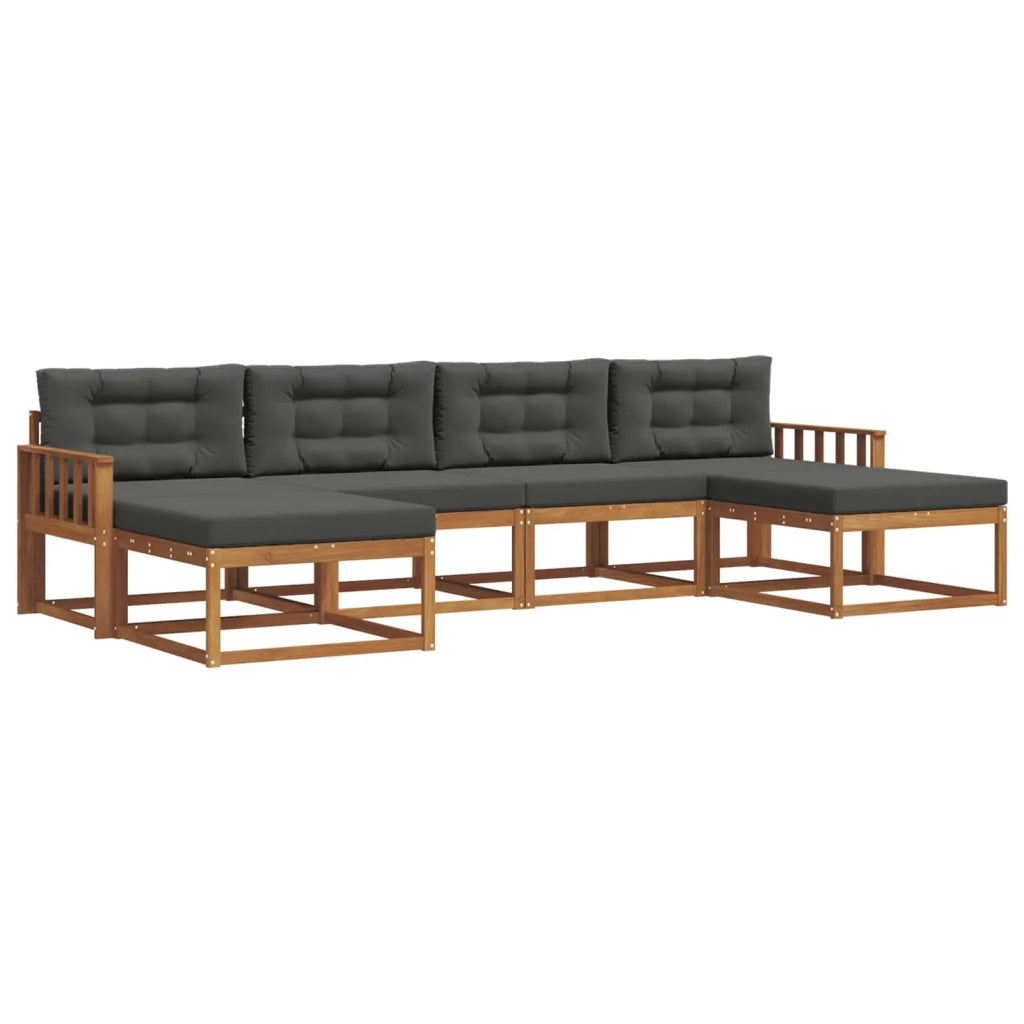 Set di divani da esterno con cuscino 6 pcs Naturale e Antracite