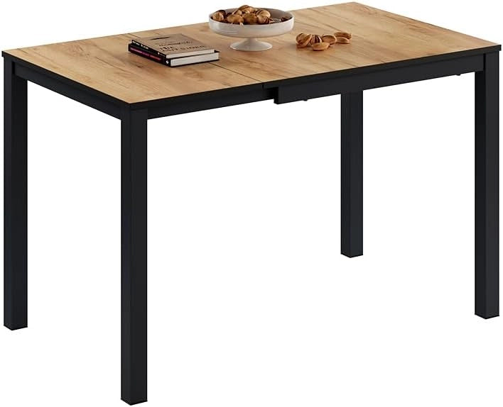 Tavolo da pranzo Granny, Rovere/antracite, 120 x 70 cm Estensibile, con funzione di estensione per lunghezze del tavolo variabili