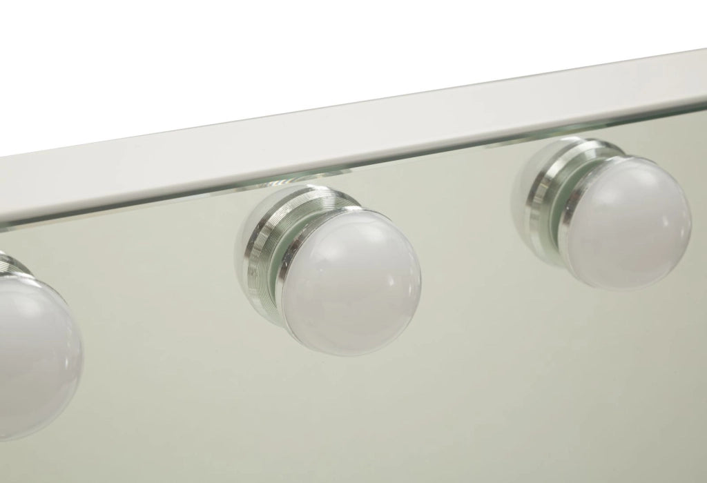 Specchio da Tavolo Hollywood 55x14x43 cm in Ferro e Specchio Bianco