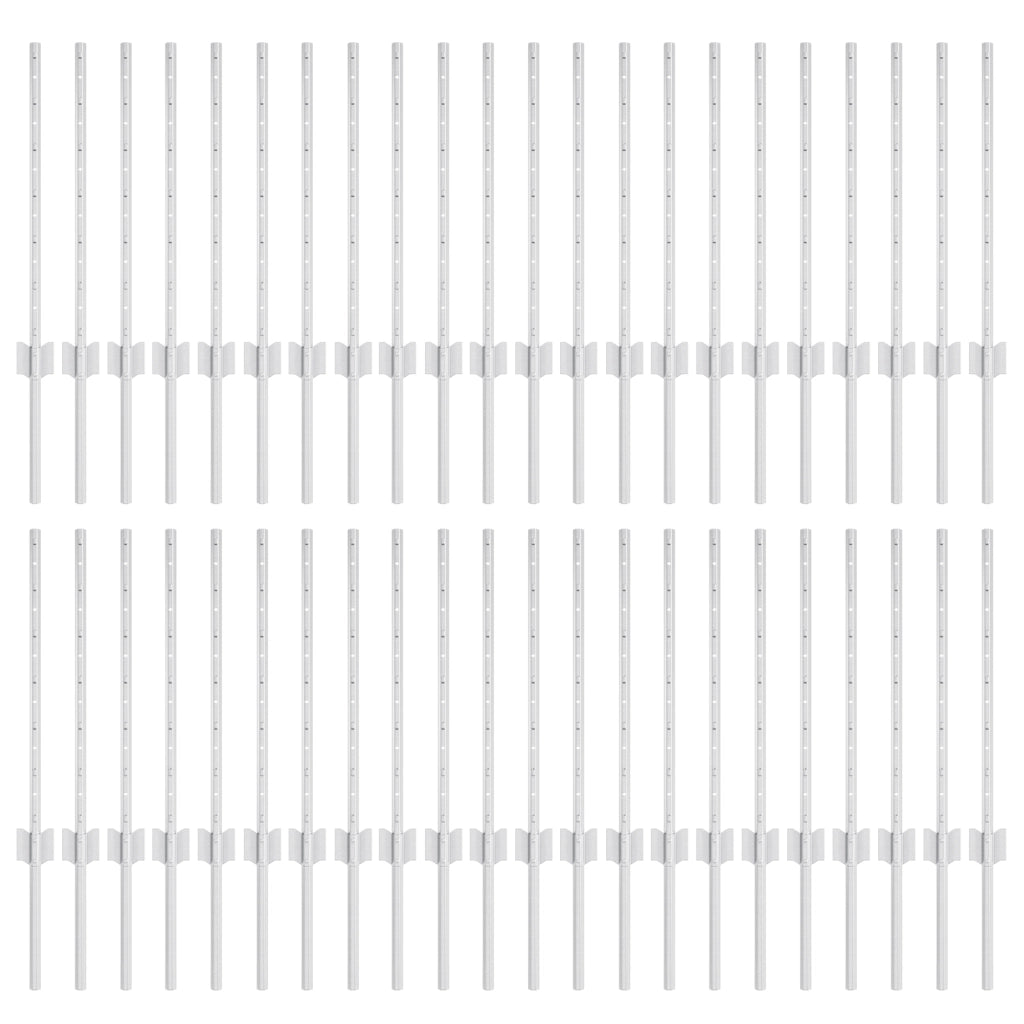 Pali per Recinzione 44 pcs U-Channel Argento 100 cm Acciaio
