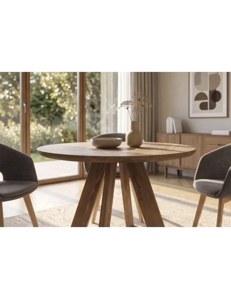 Tavolo da pranzo rotondo ELYA 100 cm in legno massello di mango – 4 posti