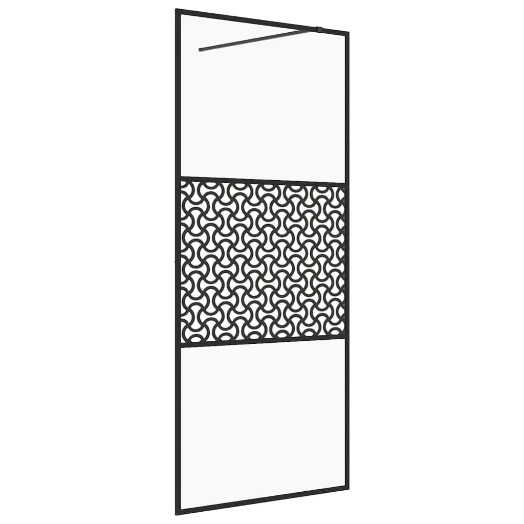 Parete doccia con vetro divisorio per vasca accessorio da bagno box doccia arredamento per la casa ESG trasparente 115 x 195 cm nero 02_0002152