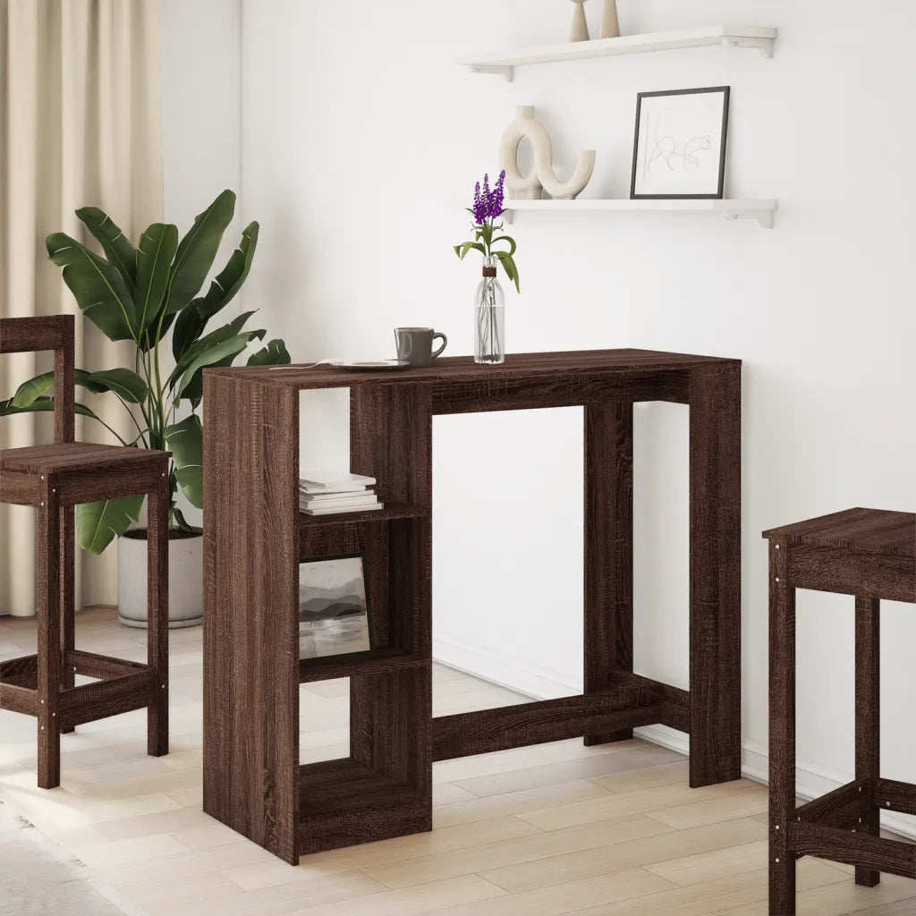 Tavolo Bar Ripiano Rovere Marrone 124x46x103,5 cm Multistrato