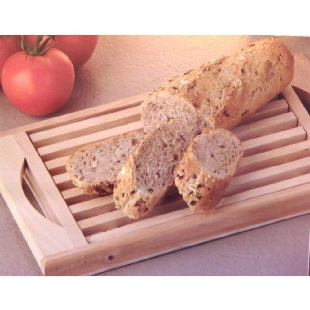 Trade Shop - Tagliere Per Pane In Legno Con Griglia Estraibile Per Briciole 30 X 18 Cm -