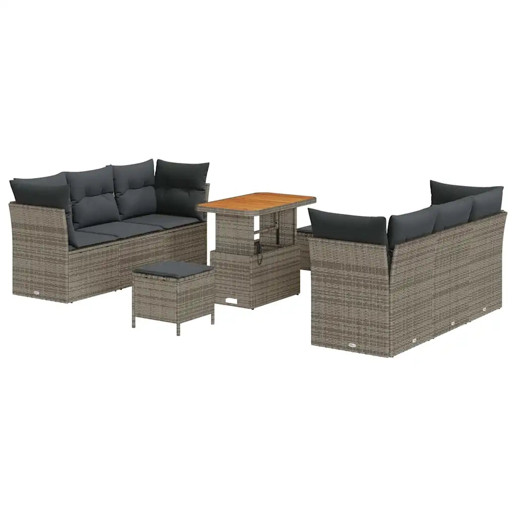 Set Divano da Giardino con cuscino 9 pcs Grigio polyrattan 3363393