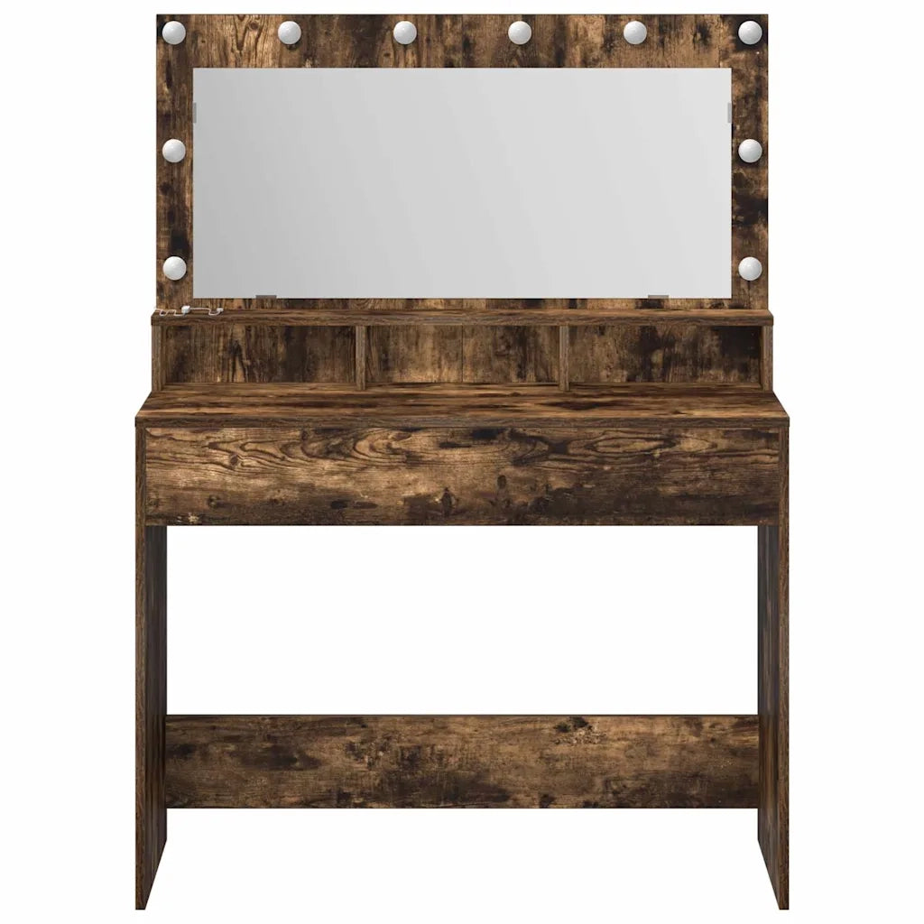 Toeletta | Tavolo da Trucco con lo scaffale Rovere fum¨¦ 100 x 41 x 135 cm
