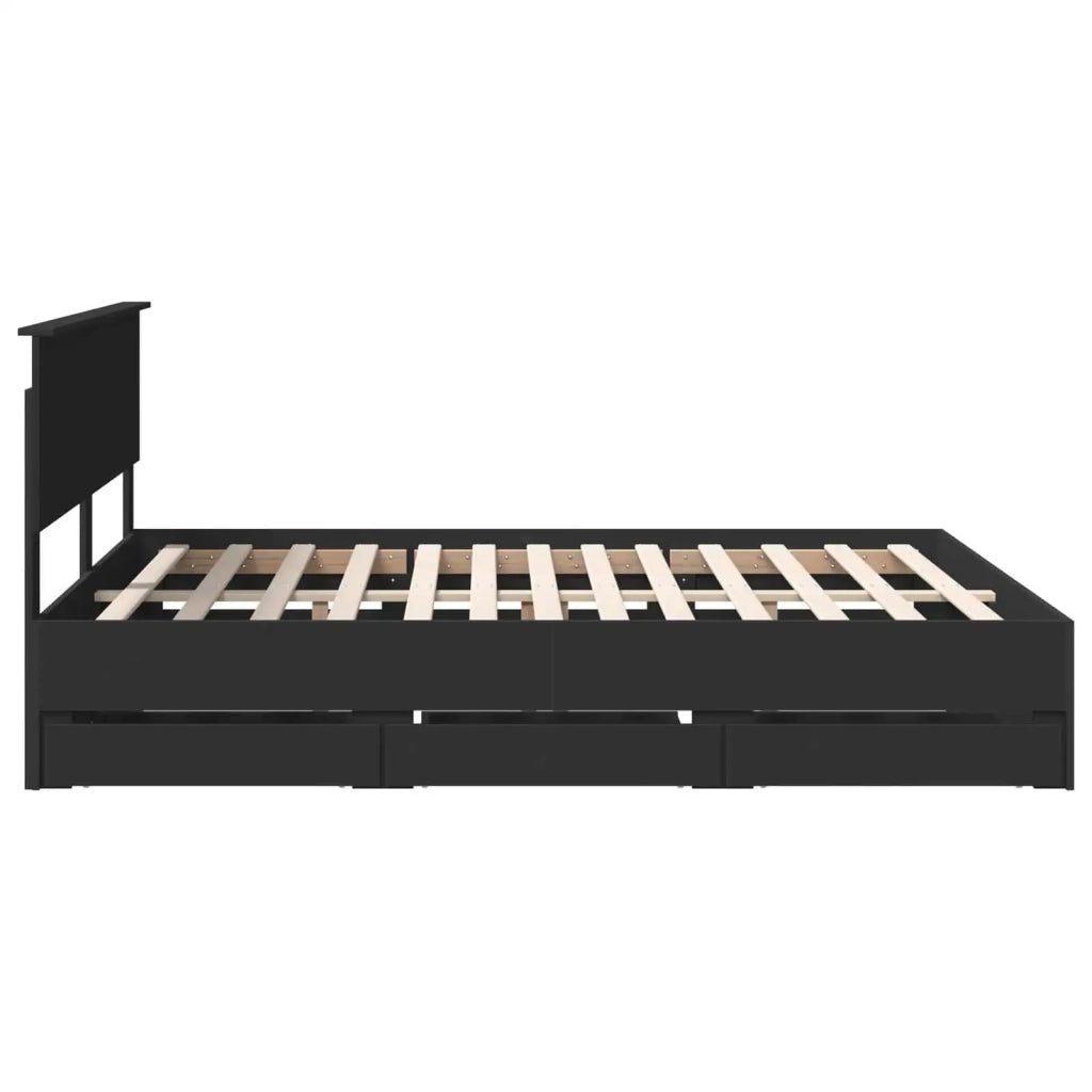 Struttura del letto-Giroletto Nero 160 x 200 cm Legno Ingegnerizzato 352614