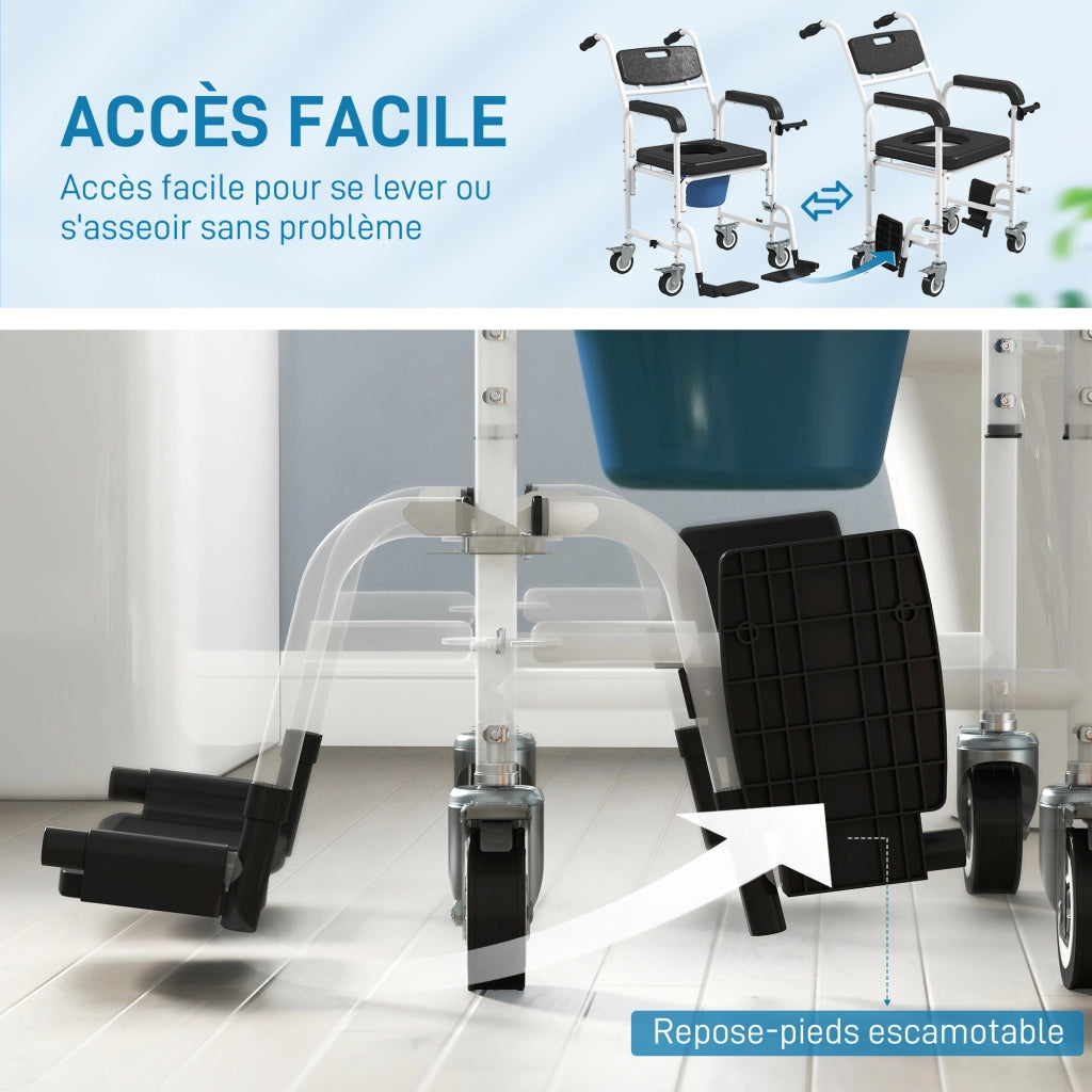 Sedia da doccia con ruote ¨C zephmum ¨C 53x97x97 cm, nero