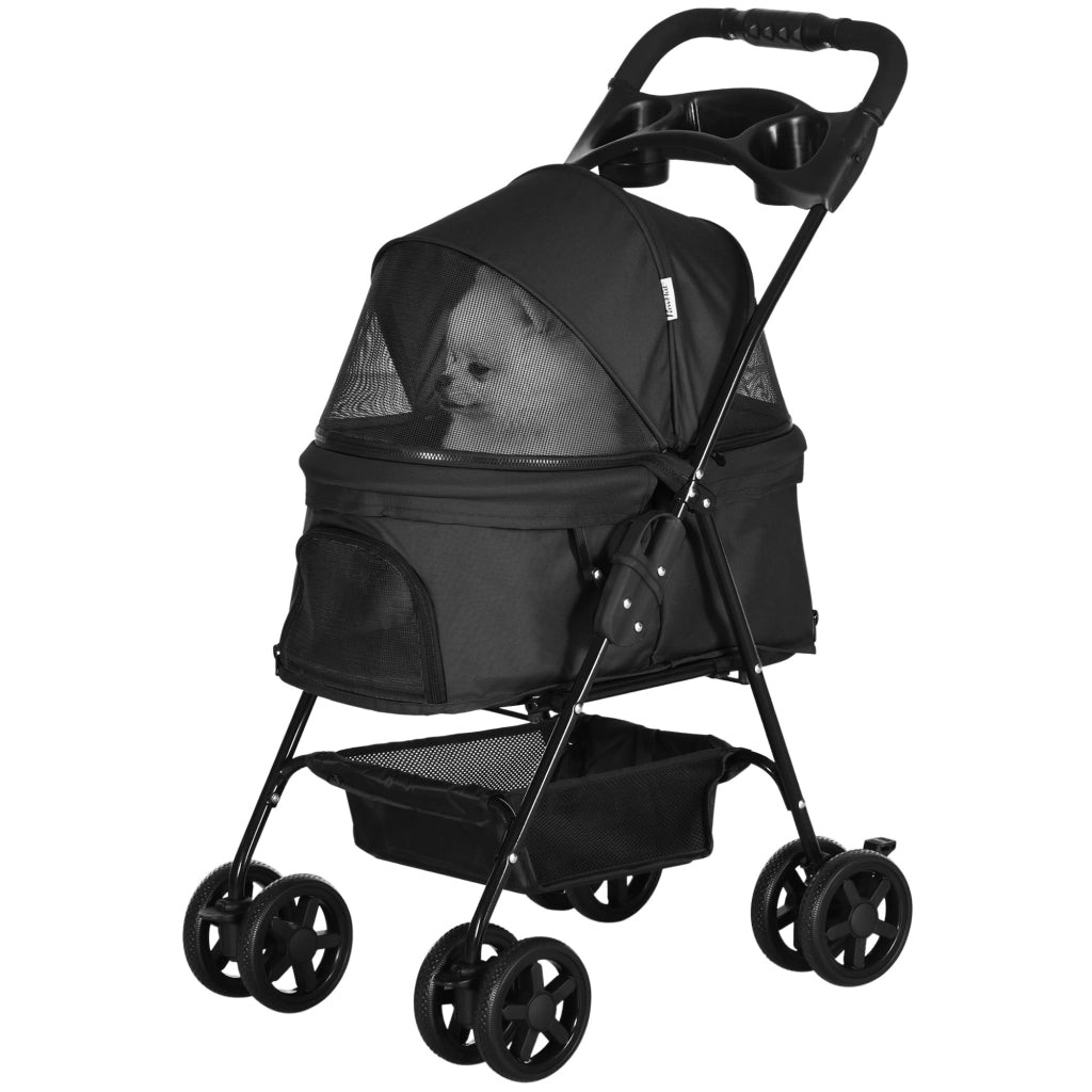 Passeggino pieghevole per cani e gatti ¨C Xylo ¨C tessuto Oxford 300D impermeabile con cestino portaoggetti