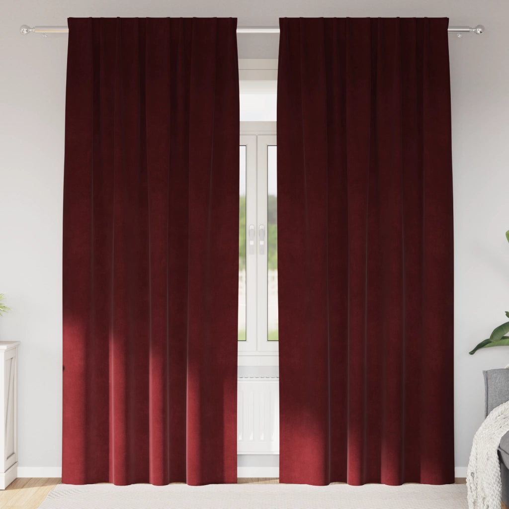 Tende Blackout  con nastro superiore 2 pezzi Velluto Rosso Wine