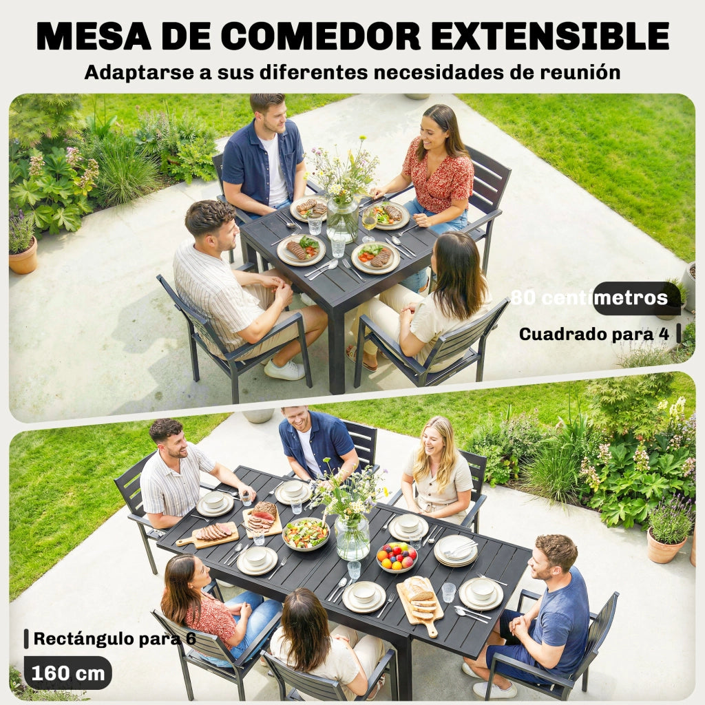 Tavolo da pranzo allungabile esterno rettangolare ¨C zephmum ¨C Nero 80x80x160 cm