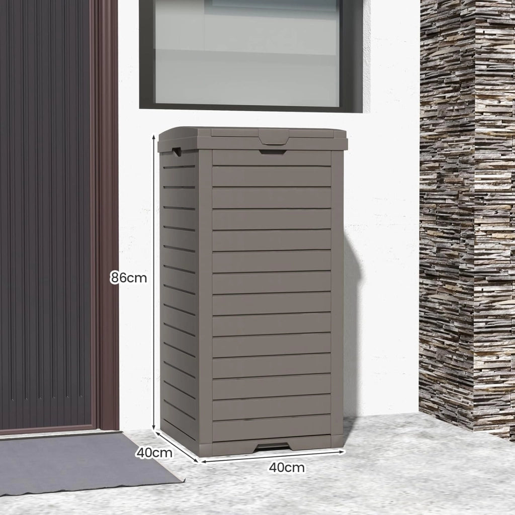 Set di 2 Bidoni della Spazzatura 118L con Coperchio e Maniglia, Contenitori Impermeabili per Rifiuti da Giardino con Vaschetta Estraibile per Terrazze