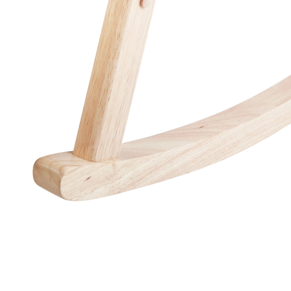 Poltrona a dondolo con rivestimento in bouclé beige gambe in legno di gomma e braccioli Soggiorno Cameretta