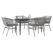 Set da Pranzo da Giardino 5 pz con Cuscini Polyrattan Vetro