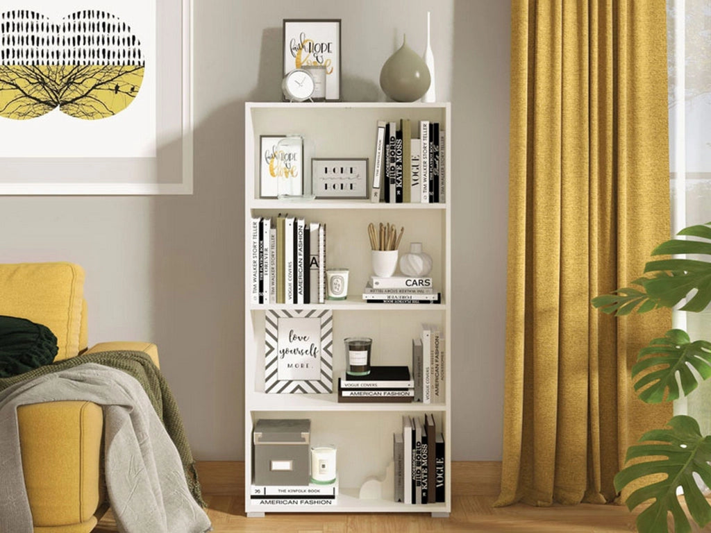 Biblioteca Prisco, Libreria 3 Ripiani, 70x24.5x142h cm Bianco Opaco