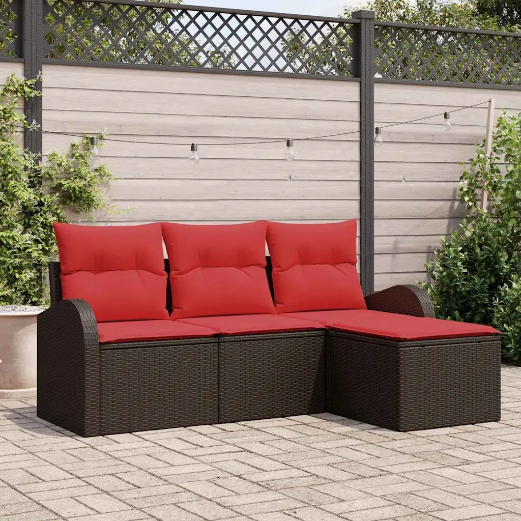 Set Divano da Giardino | Set Salotto da Giardino Marrone polyrattan