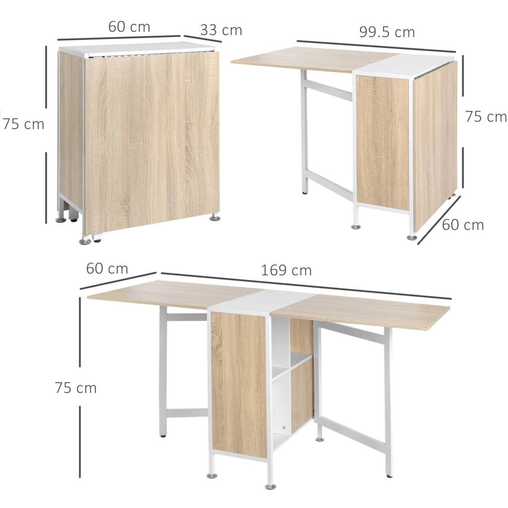 Tavolo da pranzo pieghevole per 4 persone ¨C zephmum ¨C rovere e bianco 169x60x75 cm