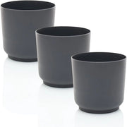 Set di vaso di plastica per piante - 3 pezzi - 15 cm - antracite - vaso di piante indeformabile per interni ed esterni