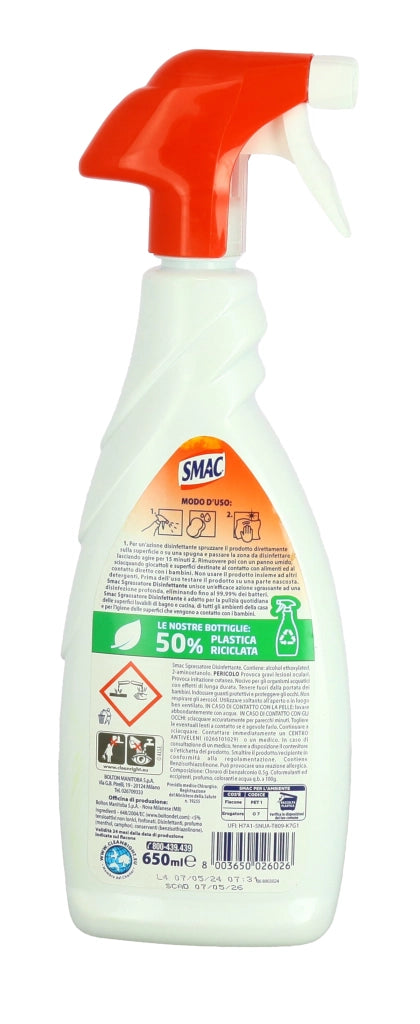 SMAC SET 8 PZ SPRAY SGRASSATORE 650 ML DISINFETTANTE CON CANDEGGINA