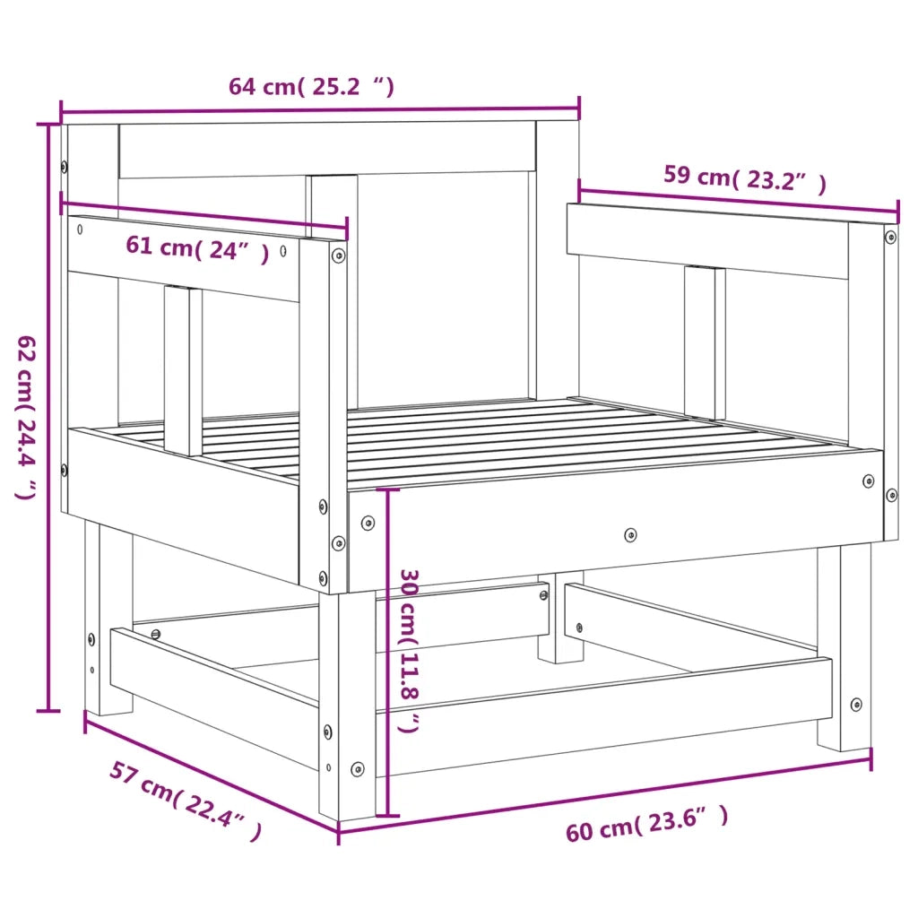 Sedia da patio-Sedie da Giardino 2 pz Bianche in Legno Massello di Pino 731625