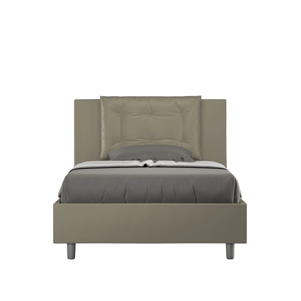 BS COM Letto una piazza e mezza senza rete imbottito 120x200 similpelle cappuccino