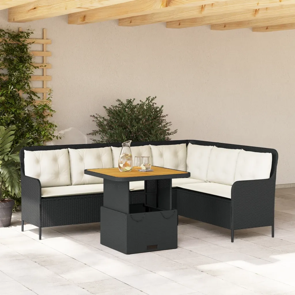 Set Divani da Giardino 2 pz con Cuscini in Polyrattan Nero
