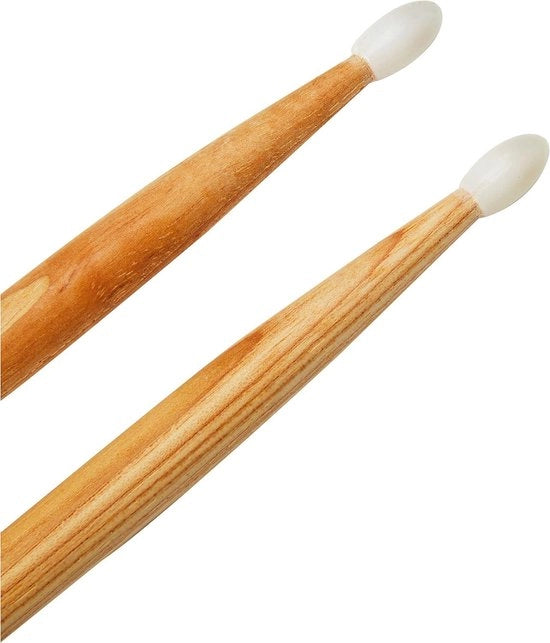 Set di Bastoncini a Tamburo 7A per Tamburi Acustici Tamburi Elettronici Punta Ovale in Nylon con Legno di Nocciolo Consistente Peso e Timbro 3 Paia