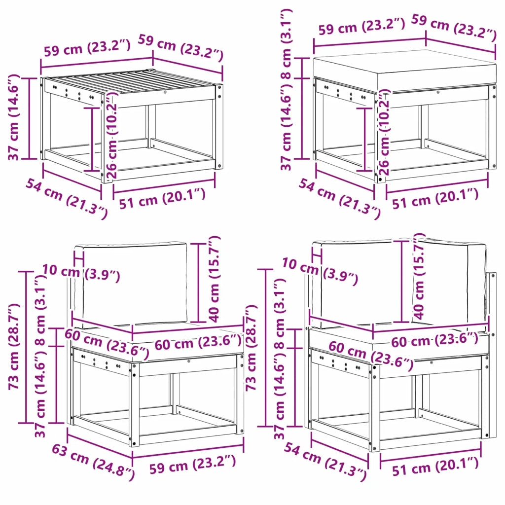 Set di divani da esterno 8 pcs Bianco e Beige Poliestere