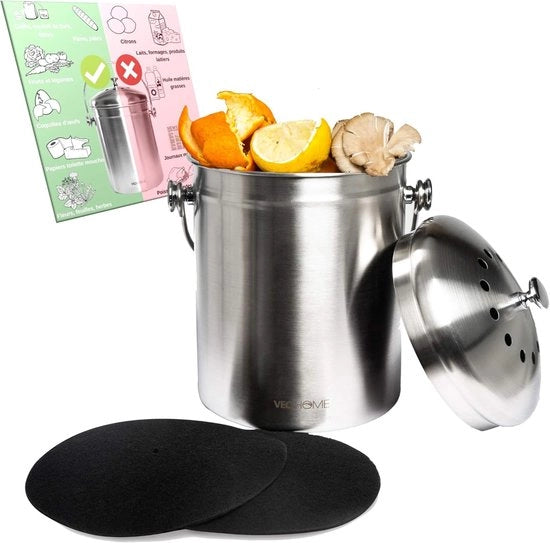 Compostatore per cucina - contenitore per rifiuti organici - ecocompatibile - sostenibile - pratico